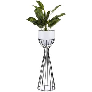 Metalen bloempot LOFT 68x20 cm zwart/wit