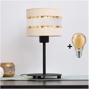LED Tafellamp HELEN 1xE27/60W/230V crème/zwart/gouden