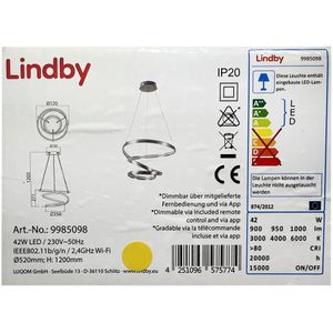 Lindby - Dimbare LED hanglamp aan een koord VERIO LED/230V + AB