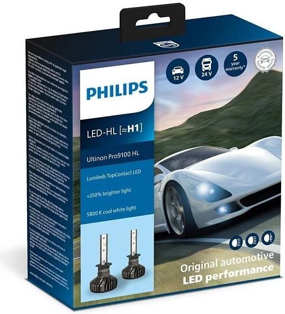 Philips - Ultinon Pro9100 - LED Autolamp - H1 - 2x - 13,2W - 12/24V