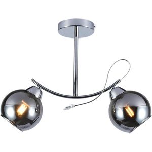 Hanglamp met vaste pendel CONNOR 2xE27/15W/230V glanzend chroom/grijs