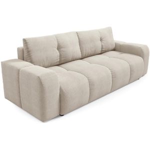 Uitschuifbare 3-zits gestoffeerde bank ALMADA met opbergruimte, beige