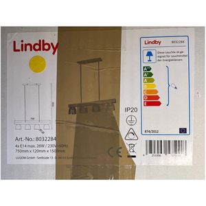Lindby - Hanglamp aan een koord WATAN 4xE14/28W/230V