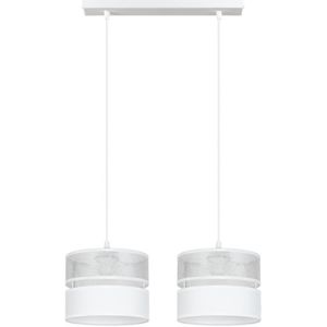 Hanglamp aan een koord LIMA 2xE27/60W/230V zilver/wit