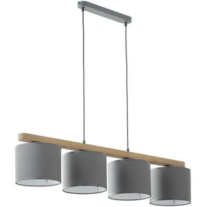 Hanglamp aan koord TROY 4xE27/15W/230V grijs/hout