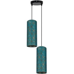 Hanglamp aan een koord AVALO 2xE27/60W/230V diameter 20 cm turquoise/goud