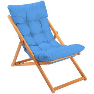 Tuinligstoel blauw/beukhout