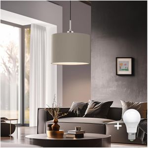 Eglo - LED Hanglamp aan een koord TUNJA 1xE27/60W/230V taupe