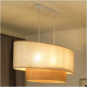 Duolla - Hanglamp aan een koord DOUBLE OVAL NATURE 2xE27/15W/230V crème/beige