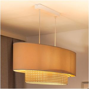 Duolla - Hanglamp aan een koord DOUBLE OVAL RATTAN 2xE27/15W/230V crème/rotan