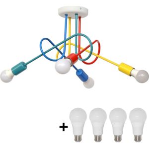 LED Bevestigde Hanglamp voor Kinderen OXFORD 4xE27/10W/230V