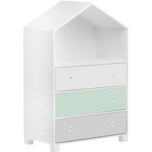 Kinderkast MIRUM 126x80 cm wit/grijs/groen