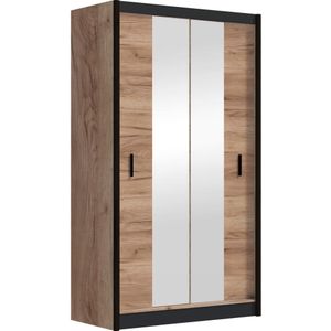 Kledingkast MIRO 120x215 cm met spiegel, eiken craft/zwart