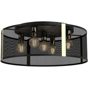 Bevestigde hanglamp KAGA 5xE27/60W/230V zwart/gouden