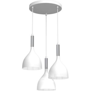Hanglamp aan een koord NOAK 3xE27/60W/230V wit/glanzend chroom