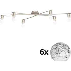 Eglo - LED Plafondlamp MY CHOICE 6xE14/4W/230V  chroom/wit/zwart