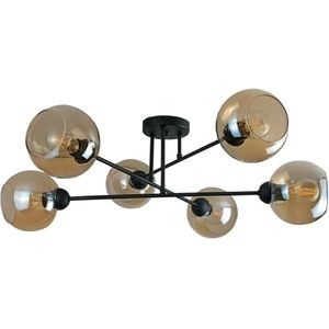 Hanglamp met vaste pendel VASCO 6xE27/60W/230V zwart/gerookt beige