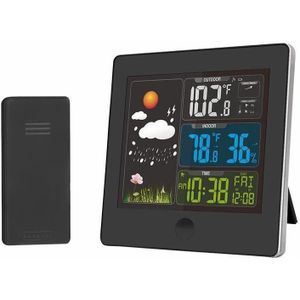 Solight TE80 - Zwart weerstation met LCD display 230V