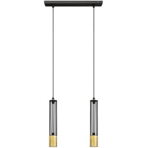 Hanglamp aan een koord BARS 2xGU10/20W/230V zwart/gouden