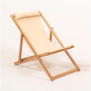 Tuinligstoel beige/eikenhout