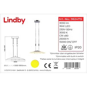 Lindby - Dimbare LED hanglamp aan een koord AMIDALA LED/36W/230V