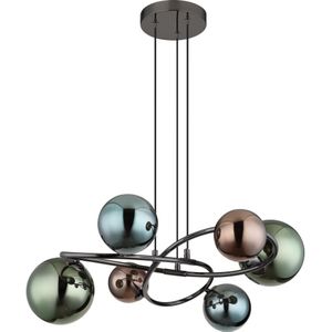Hanglamp - Riha - Gekleurde Glazen Kappen - Brons Groen Petrol - LED G9