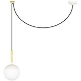 Faro Barcelona - Hanglamp - Wit - Opaalglas - Houten Structuur