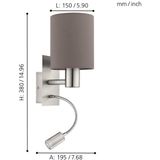 EGLO - Pasteri - Wandlamp - Grijs - 38 cm - E27 LED