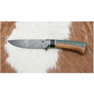 Exclusief Damascus-mes 12,7 cm eiken/ebbehout