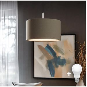 Eglo - LED Hanglamp aan een koord TUNJA 1xE27/60W/230V taupe