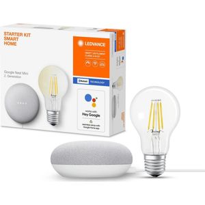 Ledvance - Slimme Luidspreker Google Nest Mini Wi-Fi + LED Lamp E27
