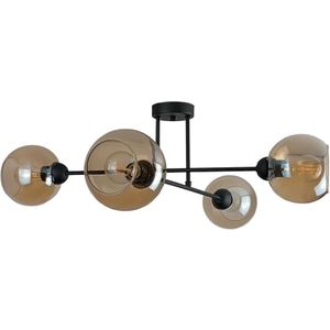 Hanglamp met vaste pendel VASCO 4xE27/60W/230V zwart/gerookt beige