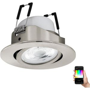 EGLO connect.z Saliceto-Z Smart Inbouwspot - Ø 8,8 cm - Grijs - Instelbaar RGB & wit licht - Dimbaar - Zigbee