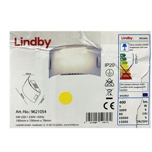 Lindby - LED wandlamp - 1licht - glas, metaal - H: 10 cm - opaalwit, mat, chroom - Inclusief lichtbron