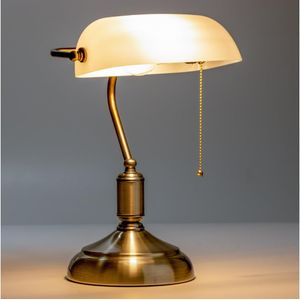 Brilagi - BANK OFFICE - Bureaulamp - Messing/Wit - 1xE27/60W/230V