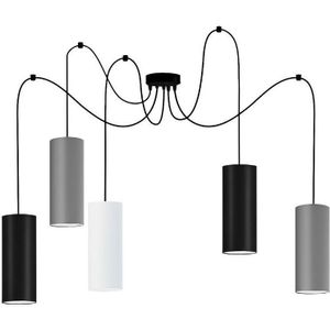Hanglamp aan een koord ZIK 5xE27/40W/230V grijs/zwart/wit