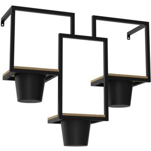 Muur bloempot 46x53 cm zwart