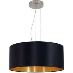 EGLO Maserlo Hanglamp - 3 lichts - E27 - Ø 53 cm - Stof - Zwart, Goud