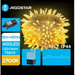 Aigostar - LED Kerst lichtsnoer voor buiten 400xLED/8 Functies 43m IP44 warm wit