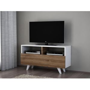 TV Tafel NOVELLA 50,6x90 cm wit/bruin