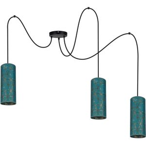 Hanglamp aan een koord AVALO 3xE27/60W/230V turquoise/goud