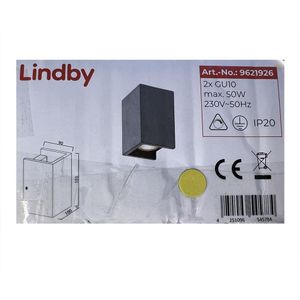 Lindby - Wandlamp - 2 Lichts - Beton - H: 15 cm - GU10 - Beton Grijs