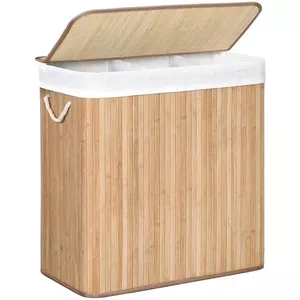 DuneDesign Wasmand 3 Vakken Met Deksel - 84L Wasverzamelaar Wassorteerder Opvouwbaar Groot