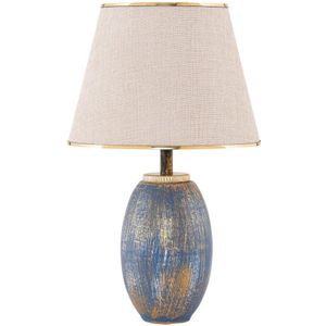 Arabic House - Cincor - Tafellamp - Blauw/Goud - Stof/Metaal - 30x30x50cm