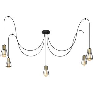 Hanglamp aan een koord TUBE LONG 5xE27/15W/230V zwart/goud