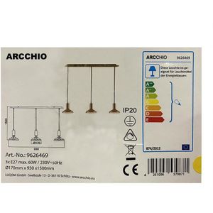 Arcchio - Hanglamp aan een koord JAIKA 3xE27/60W/230V