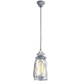 EGLO Vintage - Hanglamp - 1 Lichts - Antiek Zilver - Helder Glas