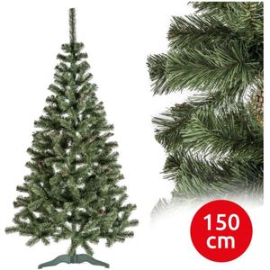 LILIIN Kunstkerstboom, 150 cm, dennenboom met verlichting, wit en groen met sneeuweffect dennenappels, pvc-kerstboom incl. standaard, 1,5 m, met verlichting