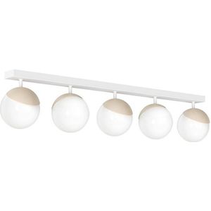 Witte Opbouw plafondlamp SFERA WOOD 5x E14 / 40W / 230V