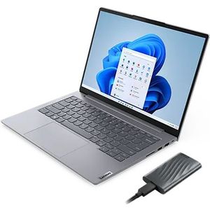 Lenovo ThinkBook 14 G6 IRL I5 16G 512G 11P + PS6 Portable SSD 1TB 13e generatie IntelÂ® Core i5-1335U-processor E-cores tot 3,40 GHz en P-cores tot 4,60 GHz, Windows 11 Pro 64, 512 GB SSD M.2 2242 PCIe Gen4 TLC - BUNDLEBE1003, Arctic Grey